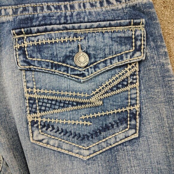 DENIM & RIVETS Jeans Men's 38 Blue Straight Leg Big Stitch Flap Pockets Cotton - Picture 7 of 11